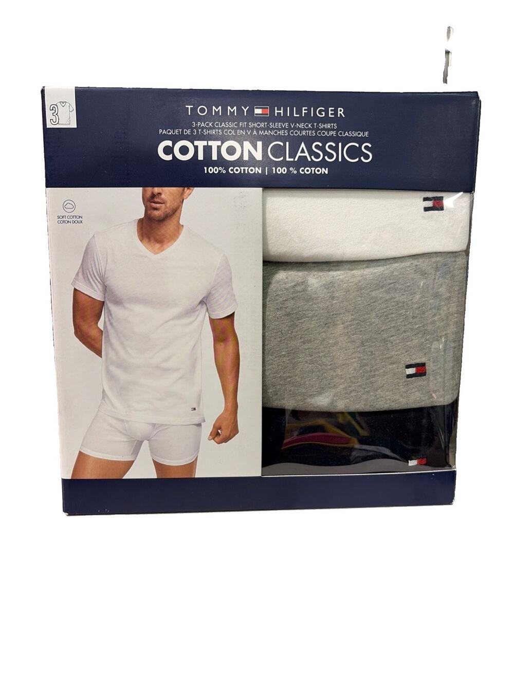 XL Tommy Hilfiger Men's Undershirts COTTON Classic 3 Pack White Gray Black